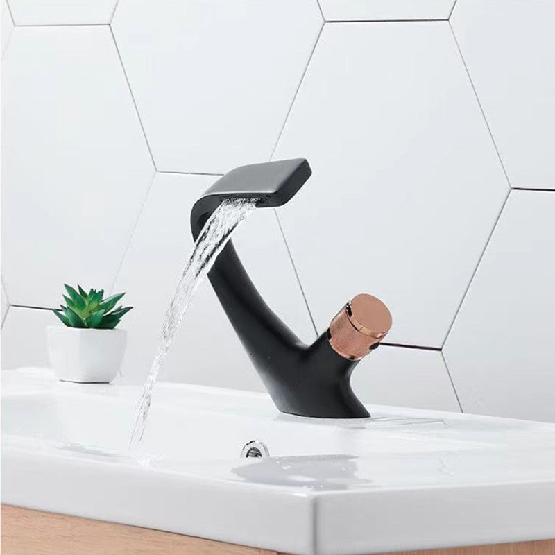 Modern Centerset Faucets Single Knob Handle Faucets with Waterfall Spout