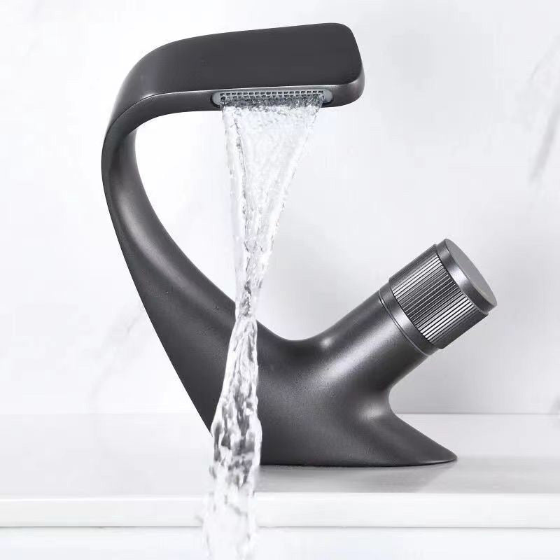Modern Centerset Faucets Single Knob Handle Faucets with Waterfall Spout