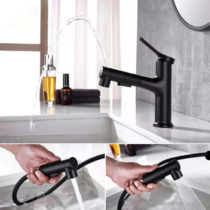 Contemporary Sink Faucet Plian Low Arc Centerset Bathroom Faucet