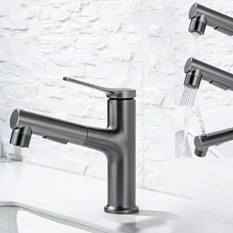 Contemporary Sink Faucet Plian Low Arc Centerset Bathroom Faucet