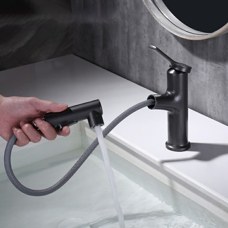 Contemporary Sink Faucet Plian Low Arc Centerset Bathroom Faucet