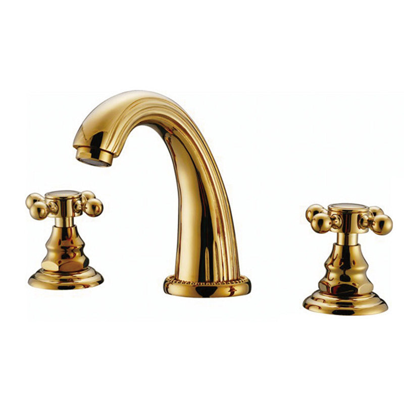 Glam Centerset Faucet Brass 2 Knob Handles 3 Holes Low Arc Bathroom Sink Faucet