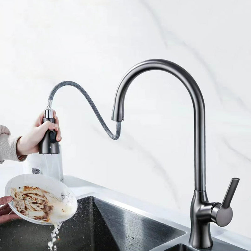 1-Hole 1-Handle Faucet Pull out Sprayer Standard Kitchen Faucet