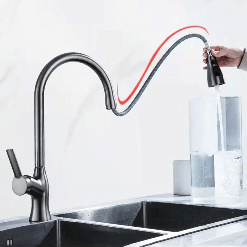 1-Hole 1-Handle Faucet Pull out Sprayer Standard Kitchen Faucet