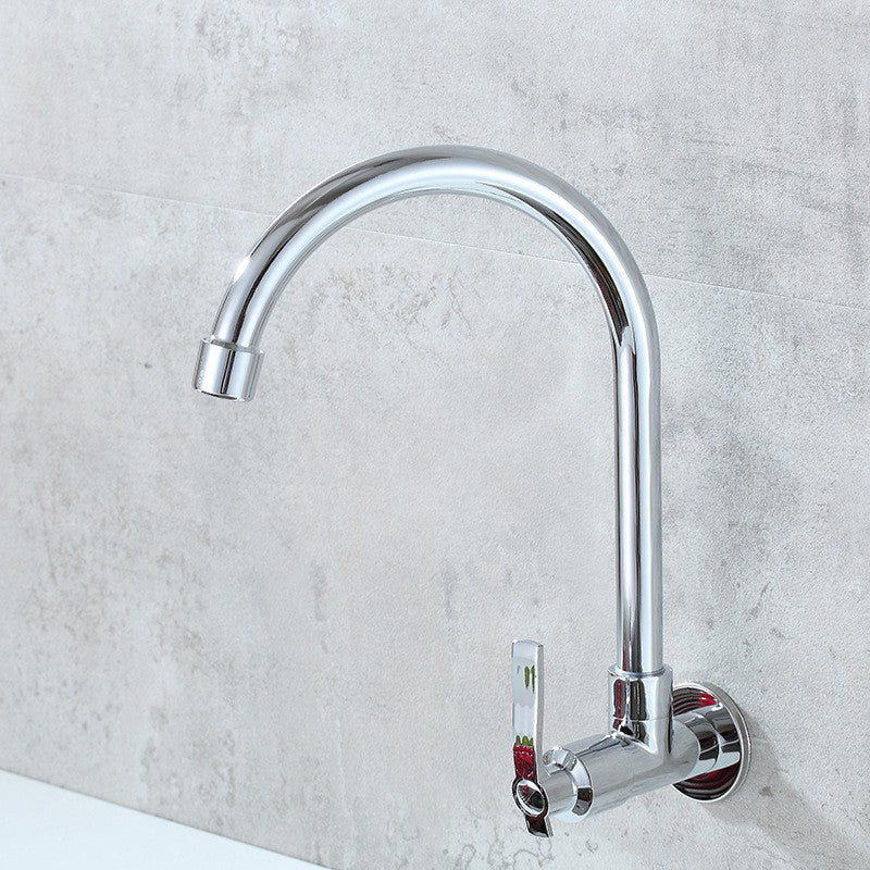 Contemporary Single Handle Kitchen Faucet Wall-mounted Faucet in Chrome