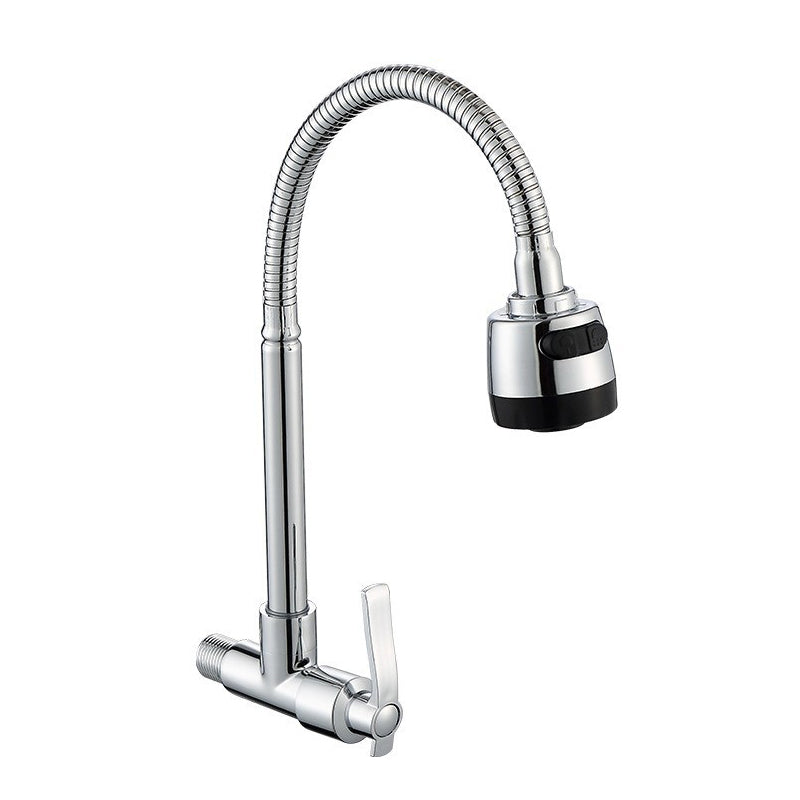 Contemporary Single Handle Kitchen Faucet Wall-mounted Faucet in Chrome