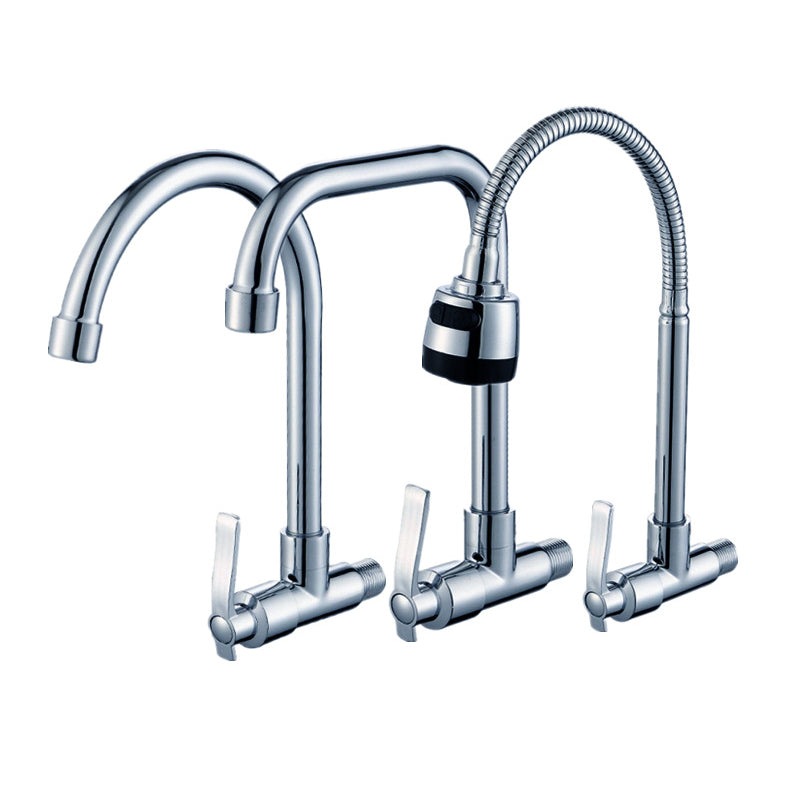 Contemporary Single Handle Kitchen Faucet Wall-mounted Faucet in Chrome