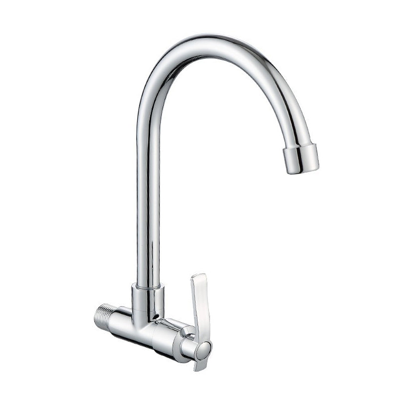 Contemporary Single Handle Kitchen Faucet Wall-mounted Faucet in Chrome