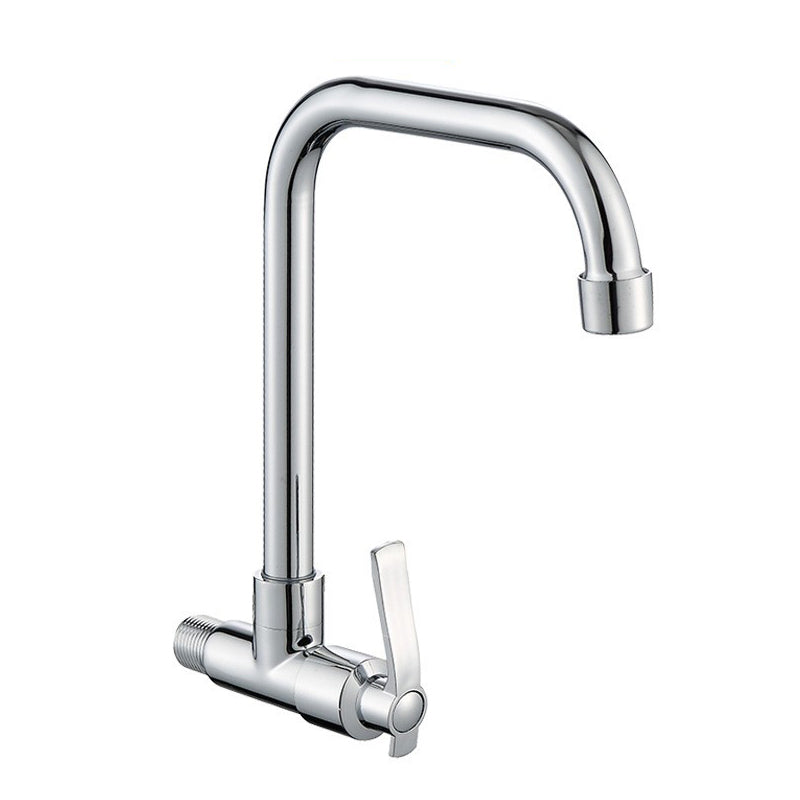 Contemporary Single Handle Kitchen Faucet Wall-mounted Faucet in Chrome