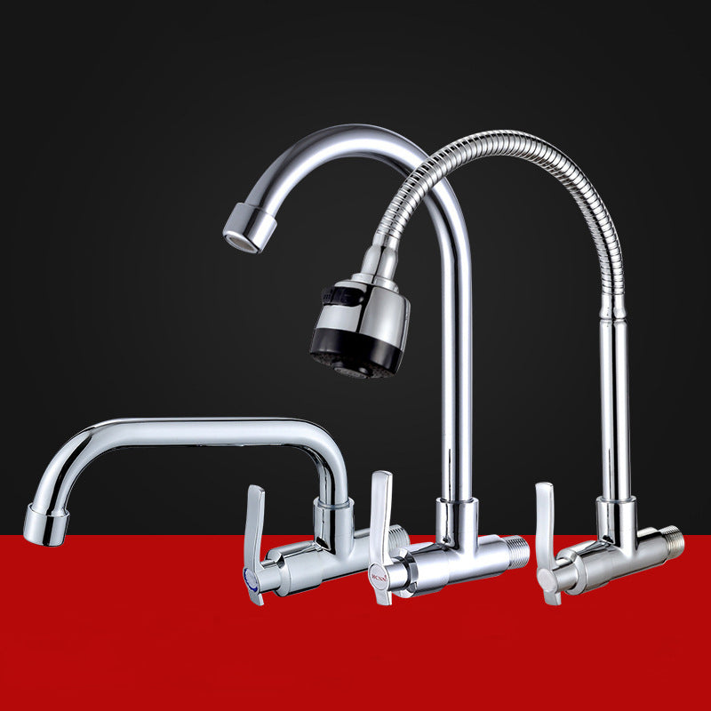 Contemporary Single Handle Kitchen Faucet Wall-mounted Faucet in Chrome