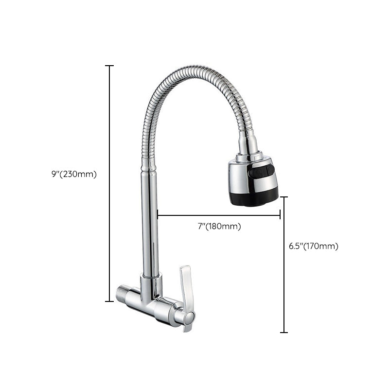 Contemporary Single Handle Kitchen Faucet Wall-mounted Faucet in Chrome