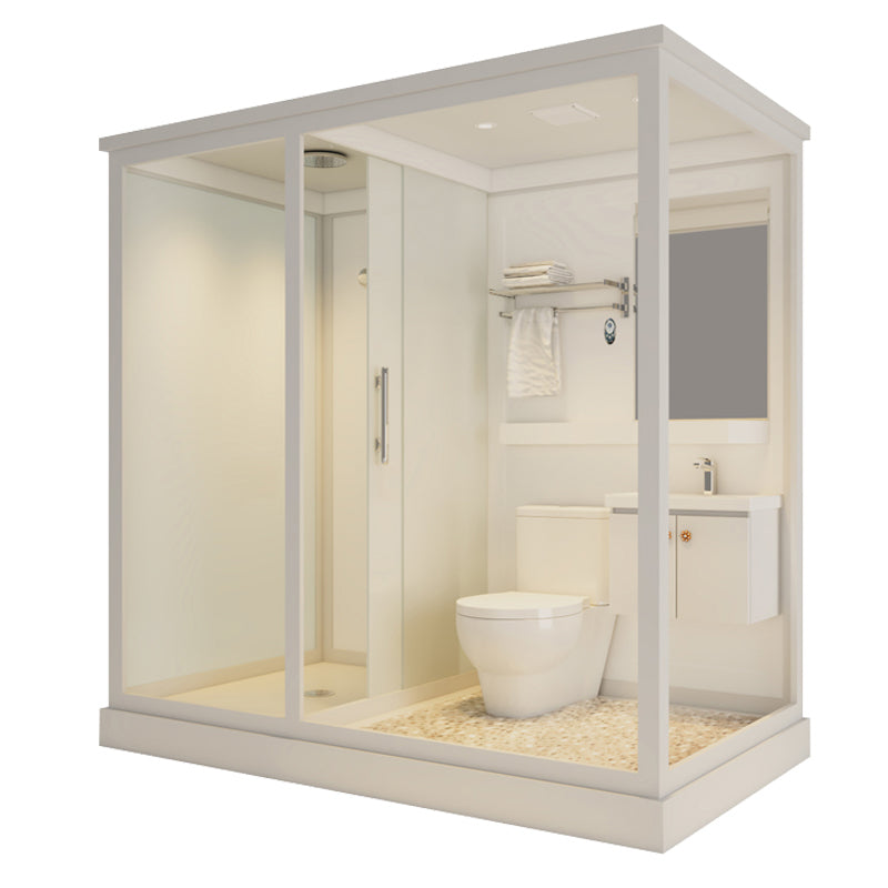 Framed Tempered Glass Shower Kit Included Framed Shower Stall in White without Toilet