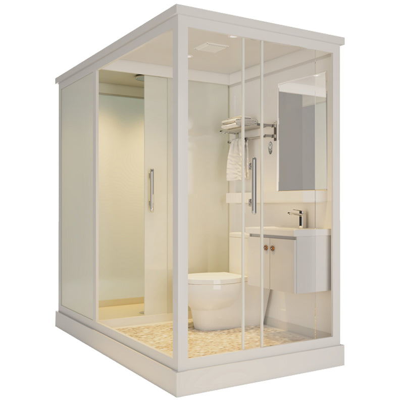 Framed Tempered Glass Shower Kit Included Framed Shower Stall in White without Toilet