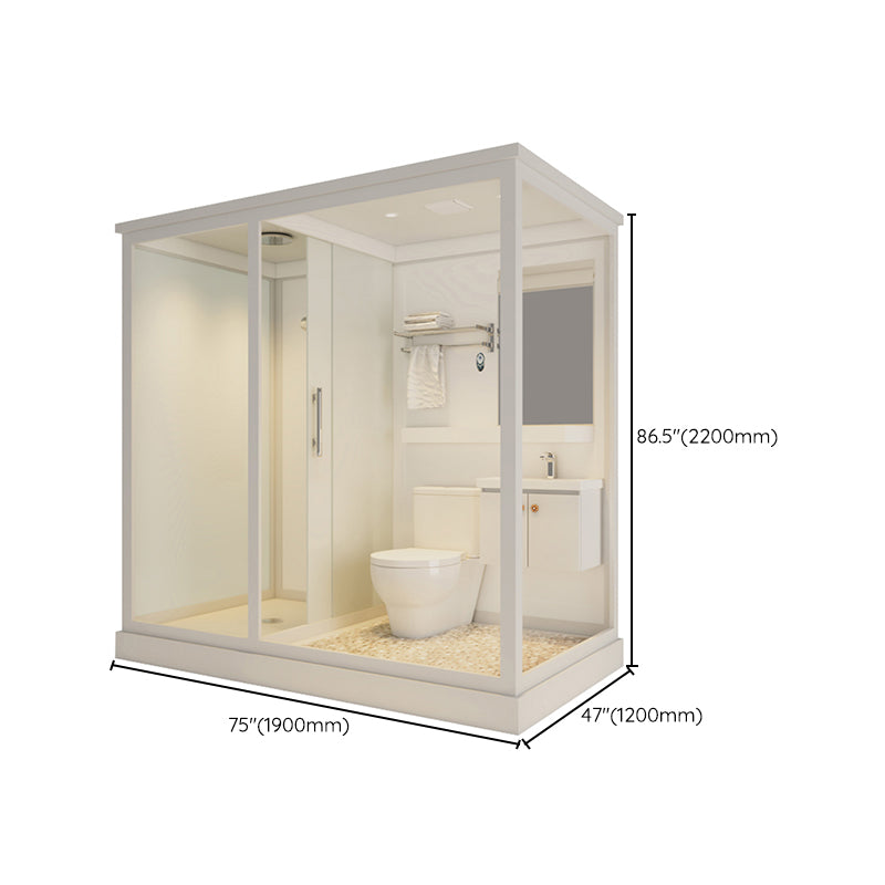 Framed Tempered Glass Shower Kit Included Framed Shower Stall in White without Toilet