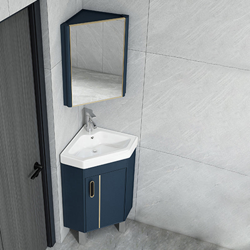 Triangular Vanity Set Single Sink Glam Corner Vanity with Soft Close Door