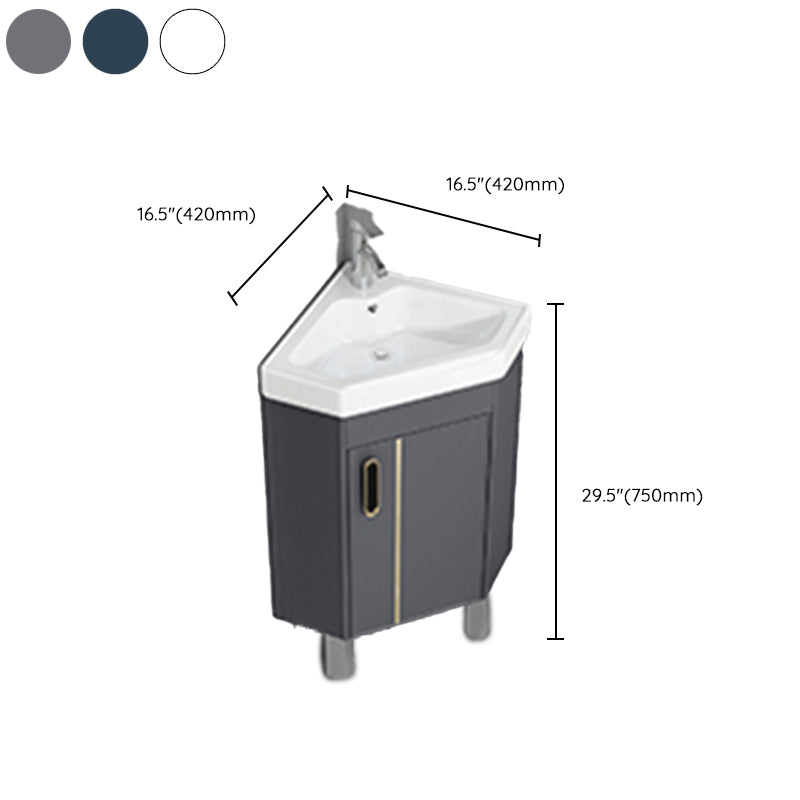 Triangular Vanity Set Single Sink Glam Corner Vanity with Soft Close Door