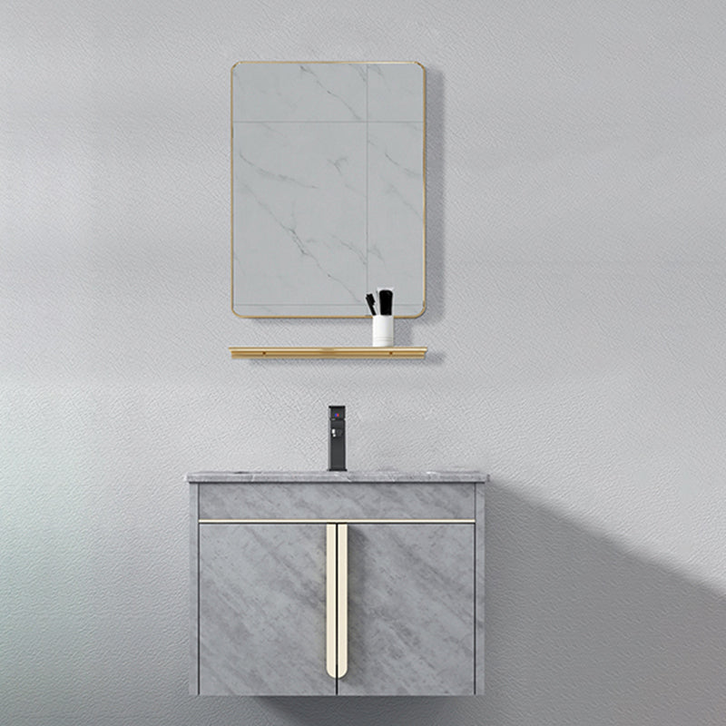 Glam Sink Vanity Wall-Mounted 2 Doors Rectangle Single Bathroom Sink Vanity with Mirror