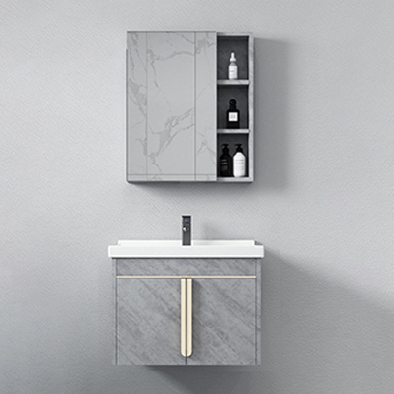 Glam Sink Vanity Wall-Mounted 2 Doors Rectangle Single Bathroom Sink Vanity with Mirror