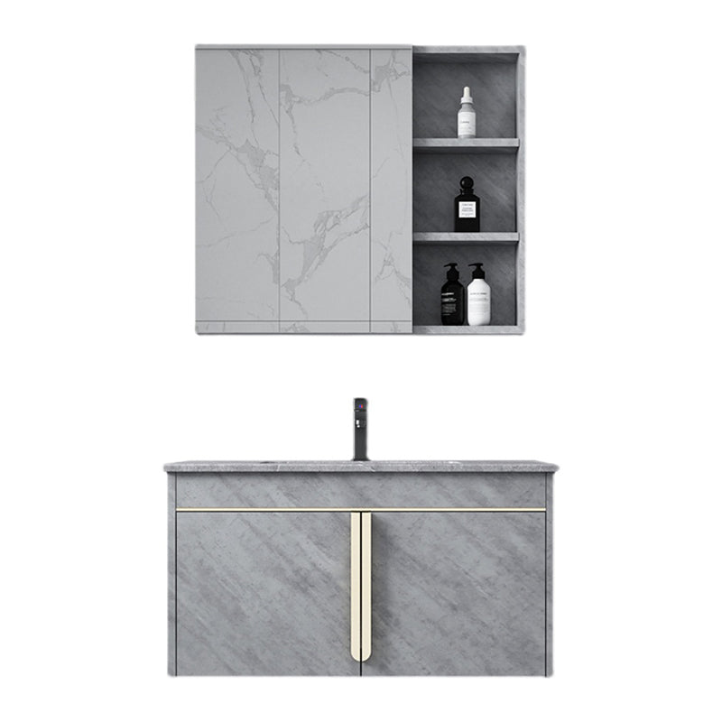 Glam Sink Vanity Wall-Mounted 2 Doors Rectangle Single Bathroom Sink Vanity with Mirror