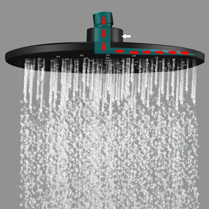 Contemporary Black Round Shower Head Combo Rain Fall Hand Shower