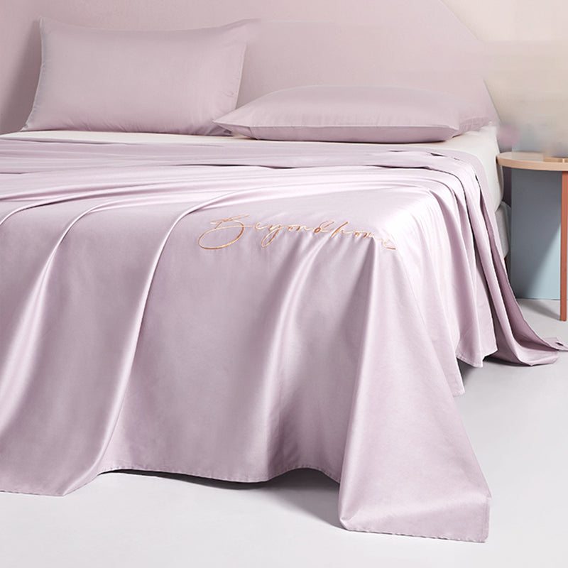 Cotton Fitted Sheet 1-Piece Solid Color Wrinkle Resistant Sheet Set