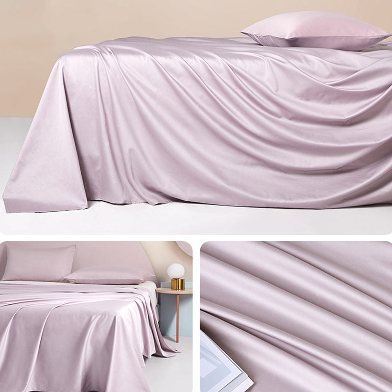 Cotton Fitted Sheet 1-Piece Solid Color Wrinkle Resistant Sheet Set