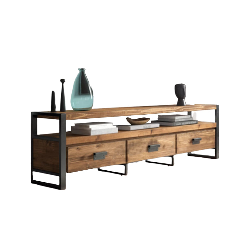 Industrial Wood TV Stand Console Open Storage TV Media Stand with Drawers for Living Room