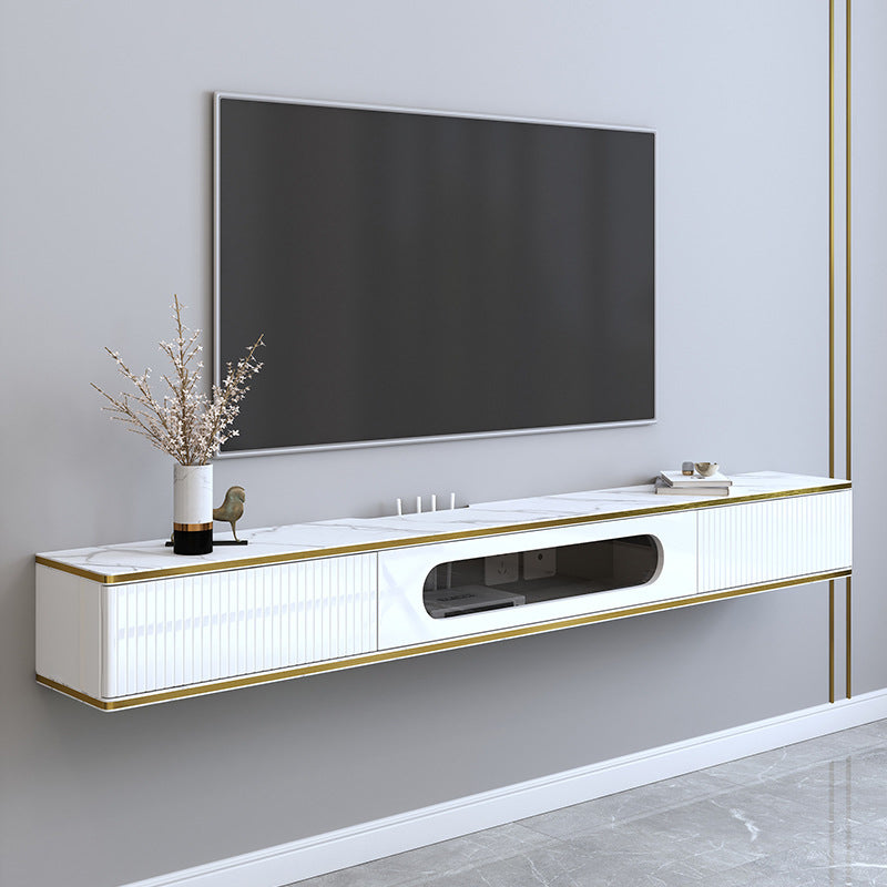 Wall-mounted TV Stand Console Wooden TV Media Console with 2 Drawers