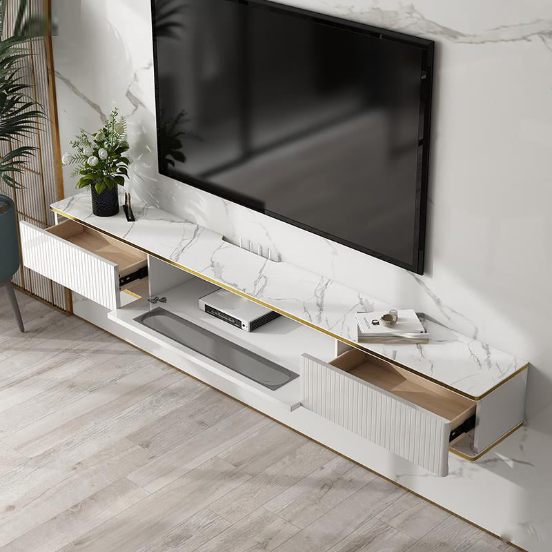 Wall-mounted TV Stand Console Wooden TV Media Console with 2 Drawers