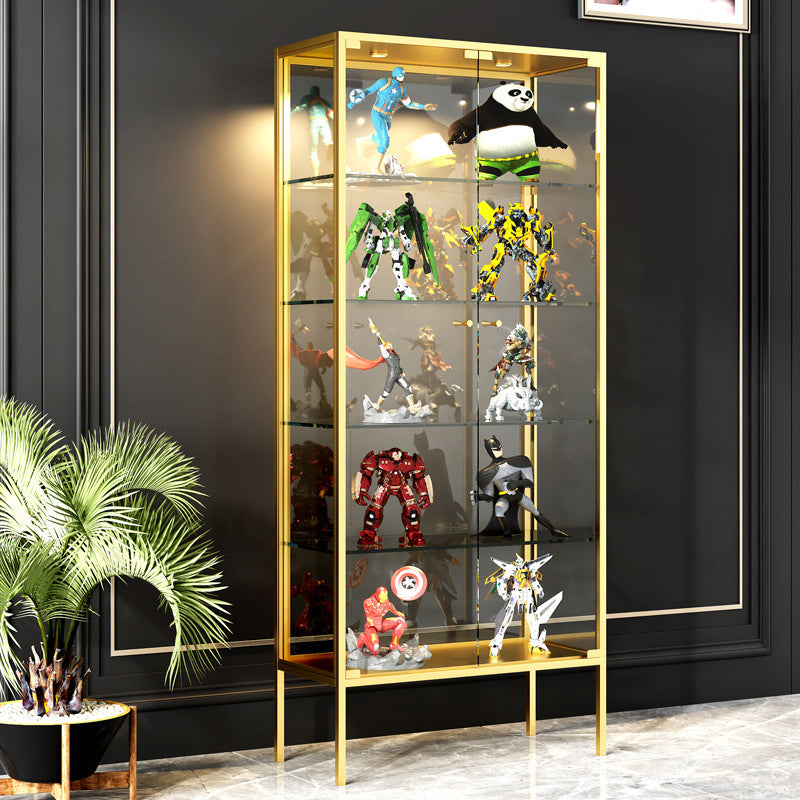 Glam Curio Cabinet Metal Glass Doors Buffet Cabinet for Living Room