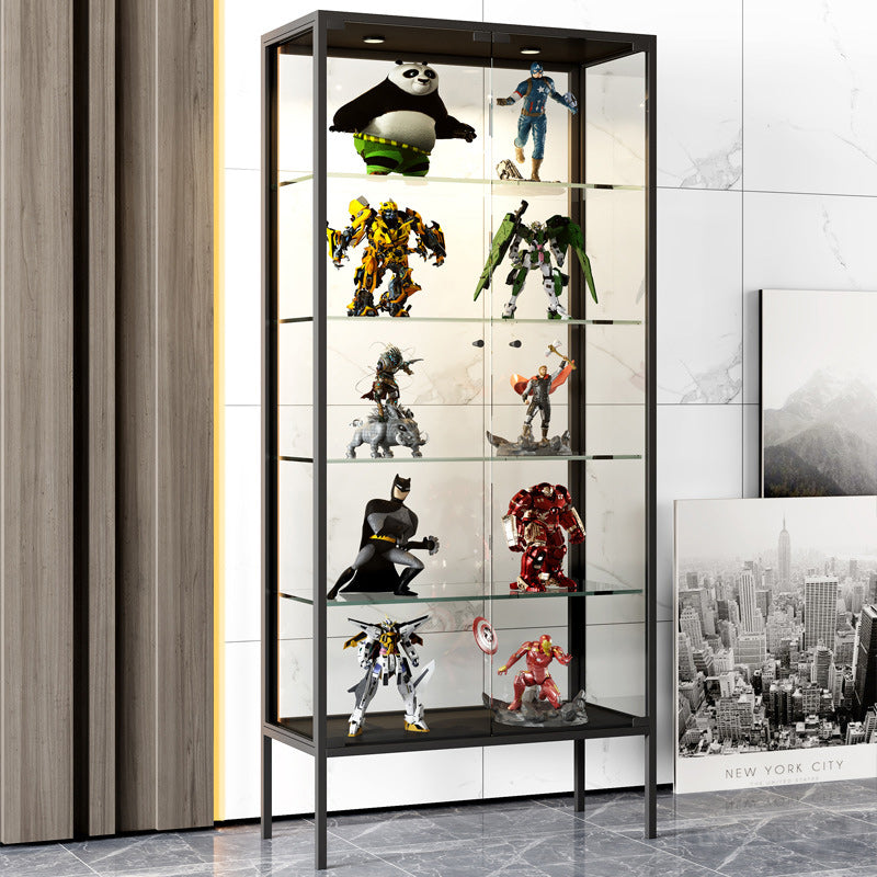 Glam Curio Cabinet Metal Glass Doors Buffet Cabinet for Living Room