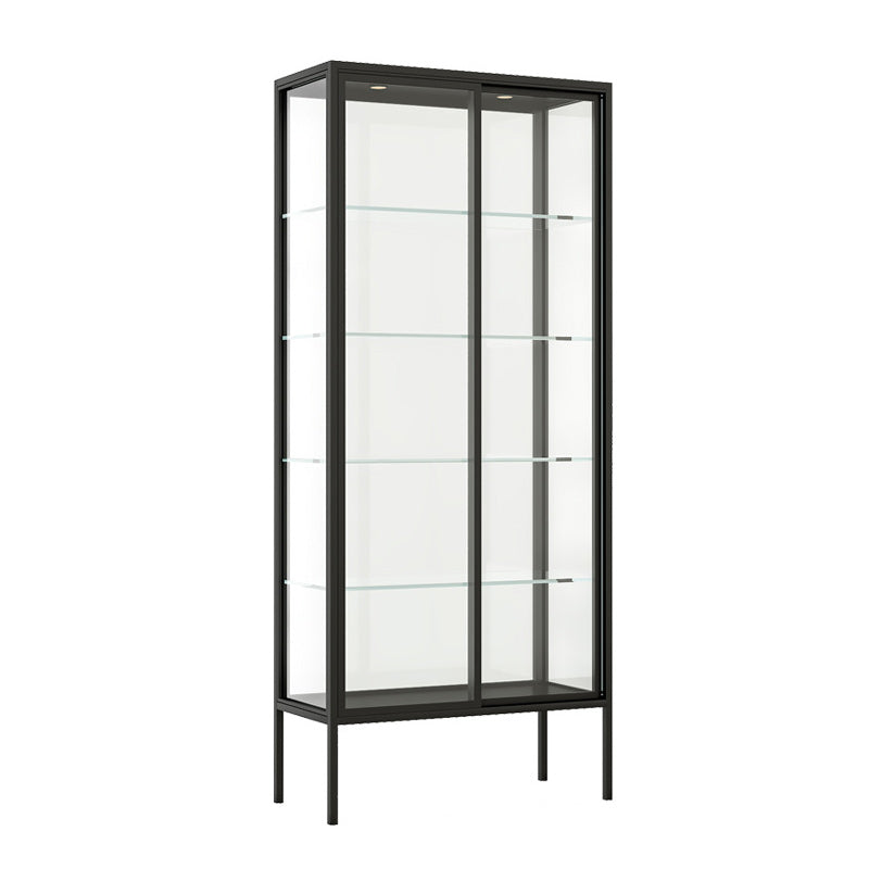 Glam Curio Cabinet Metal Glass Doors Buffet Cabinet for Living Room