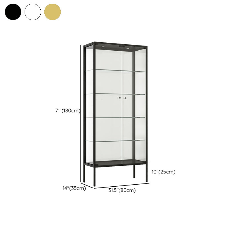 Glam Curio Cabinet Metal Glass Doors Buffet Cabinet for Living Room