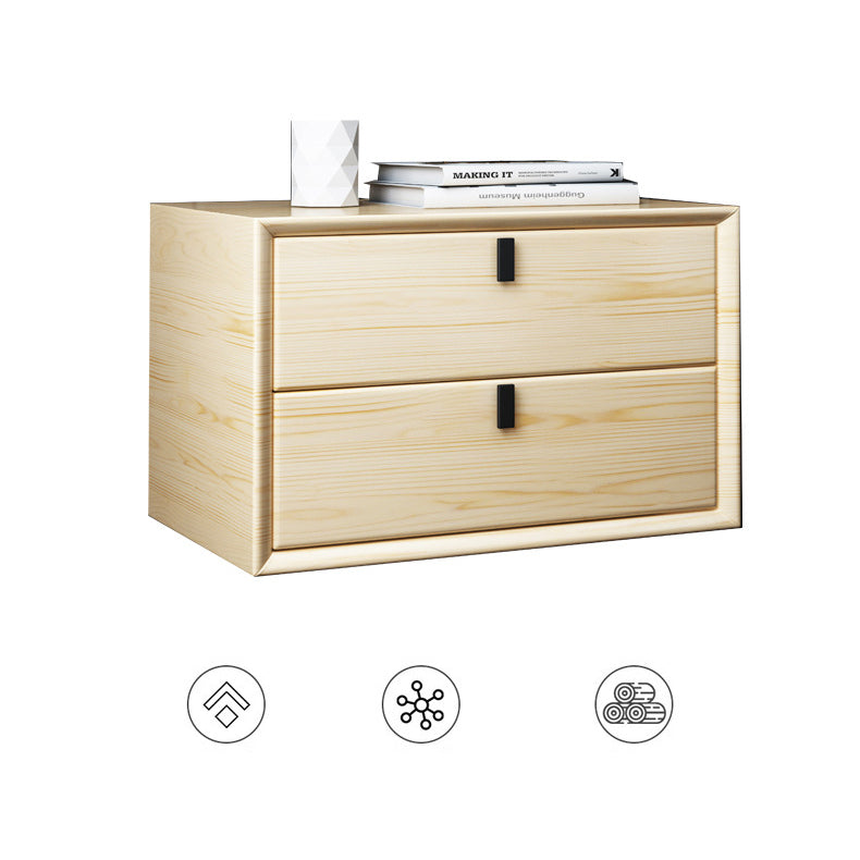 Solid Wood Bedside Cabinet Modern Bed Nightstand with Drawers