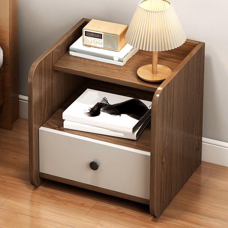 Contemporary Bedside Cabinet Antique Finish Accent Table Nightstand