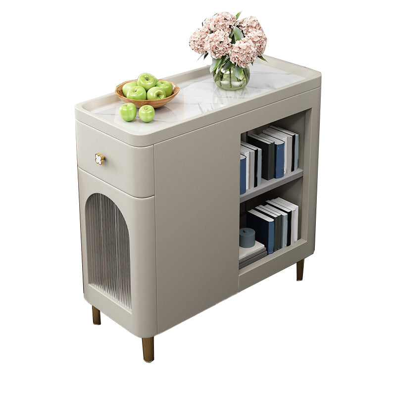 Contemporary Accent Table Nightstand Stone Nightstand with Drawer