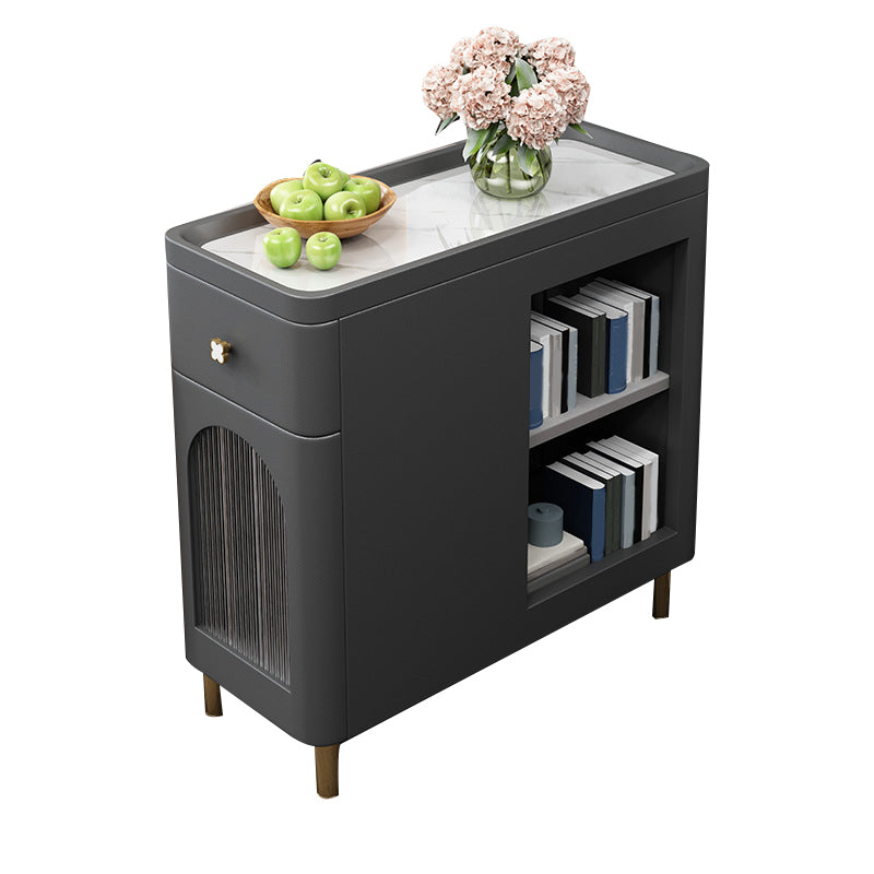 Contemporary Accent Table Nightstand Stone Nightstand with Drawer