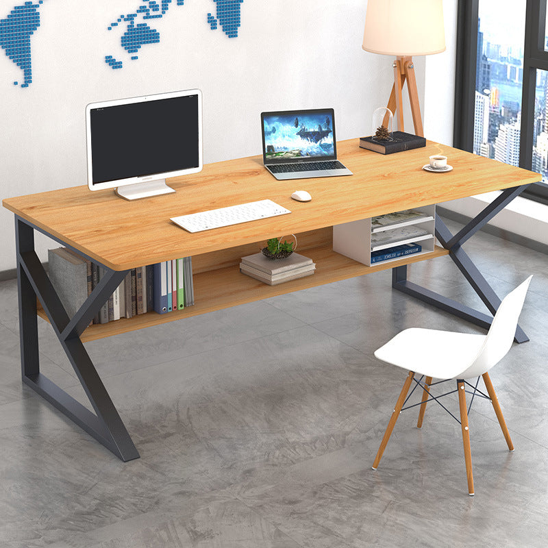 Industrial Curved Computer Desk Sled Office Desk with Storage Shelf