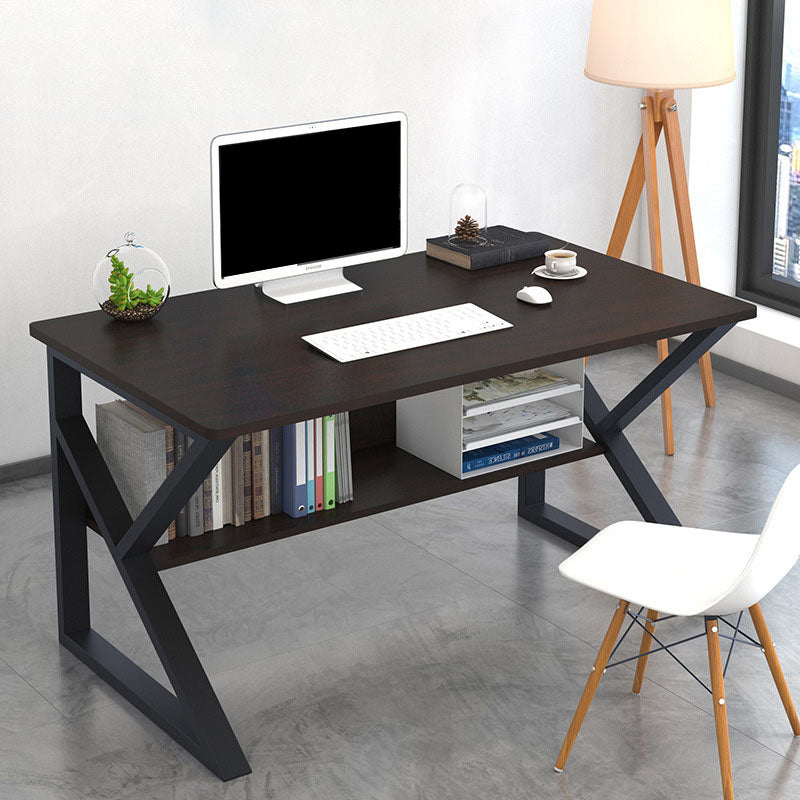 Industrial Curved Computer Desk Sled Office Desk with Storage Shelf