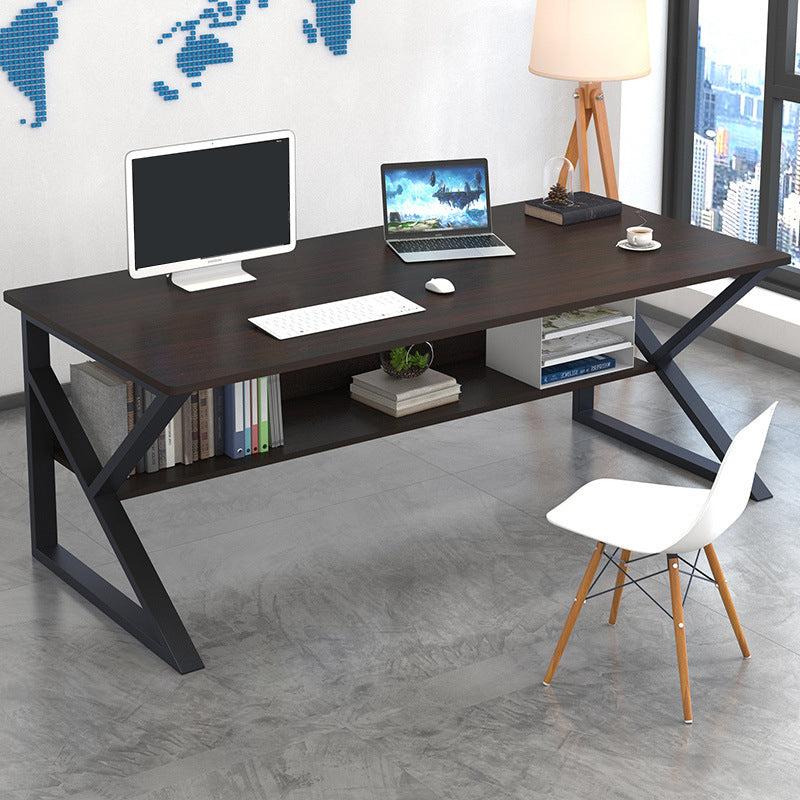 Industrial Curved Computer Desk Sled Office Desk with Storage Shelf