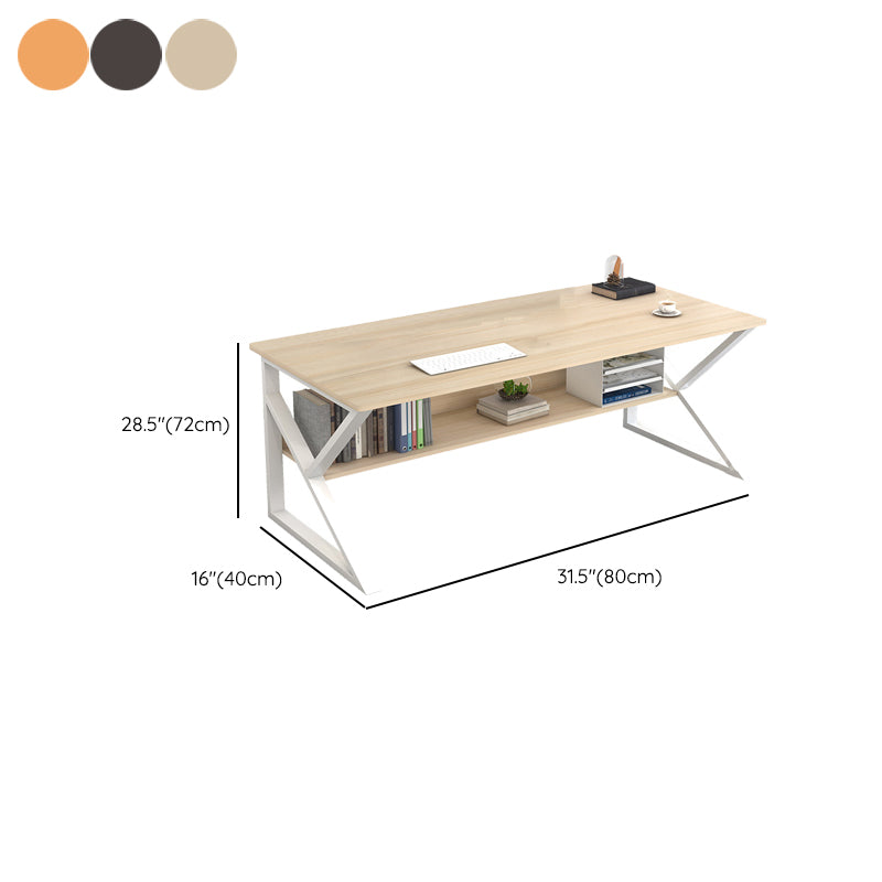 Industrial Curved Computer Desk Sled Office Desk with Storage Shelf