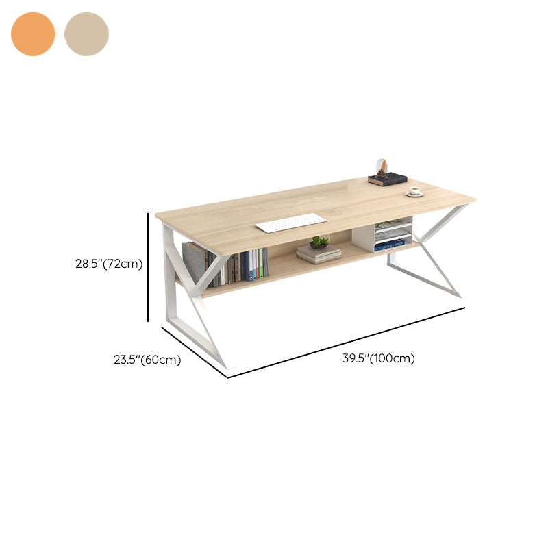 Industrial Curved Computer Desk Sled Office Desk with Storage Shelf