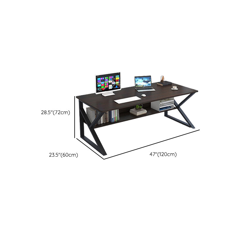 Industrial Curved Computer Desk Sled Office Desk with Storage Shelf