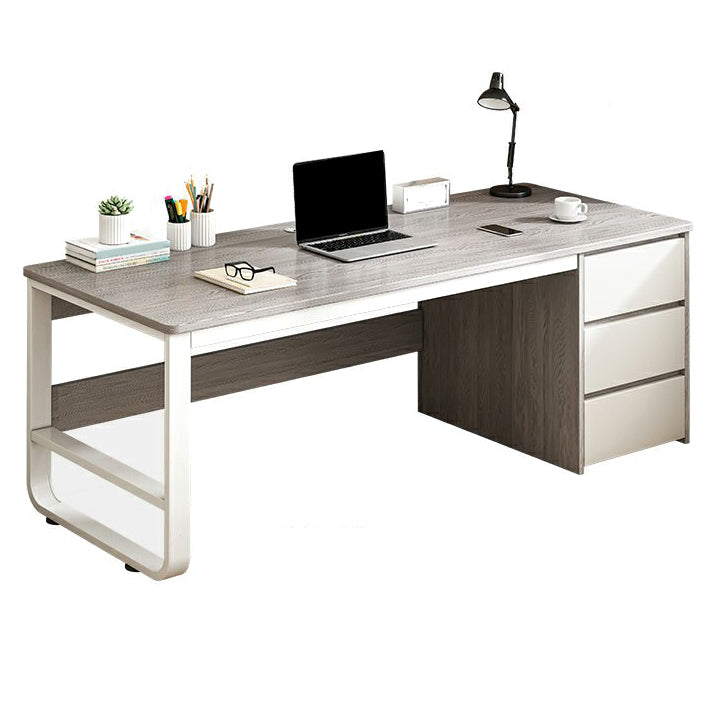 Rectangular Contemporary Engineered Wood Writing Desk Bedroom Office Desk with Drawers