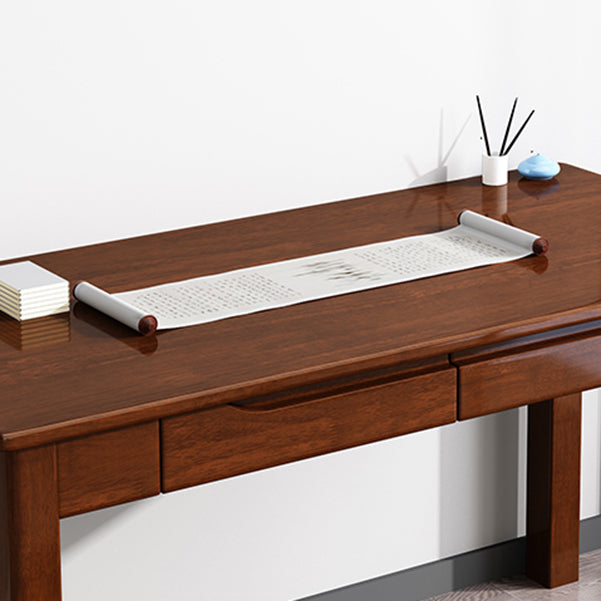 Modern Solid Wood Writing Desk Parsons Base 29.53" Tall Office Desk with Drawer