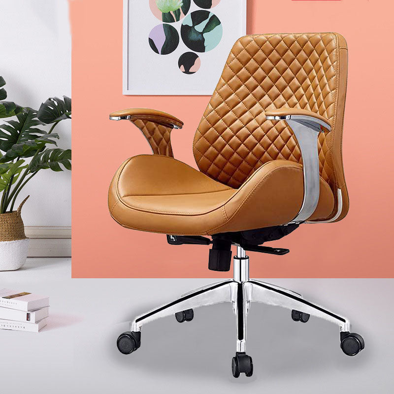 Modern Desk Chair Leather Computer Chair High/Mid Back Chair with Wheels/No Wheels