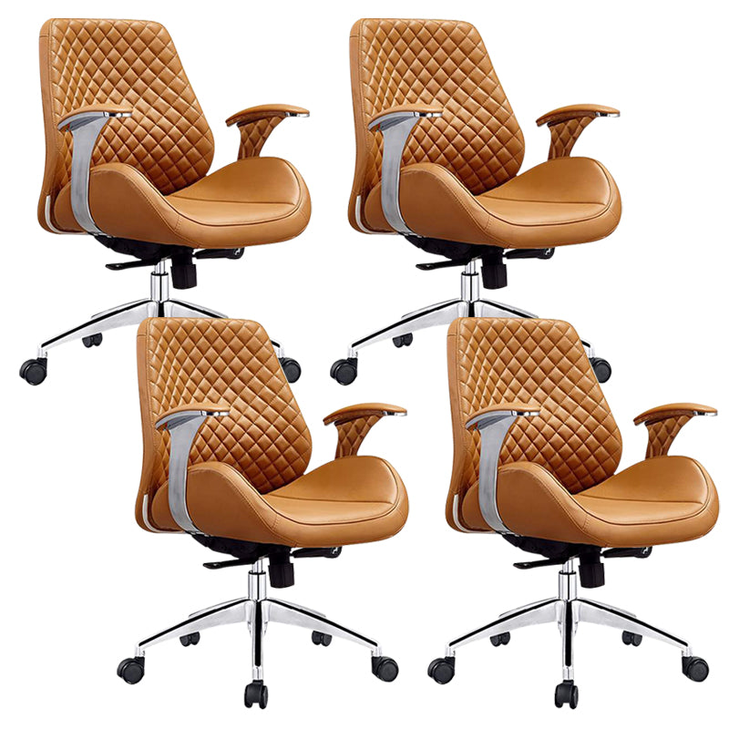 Modern Desk Chair Leather Computer Chair High/Mid Back Chair with Wheels/No Wheels