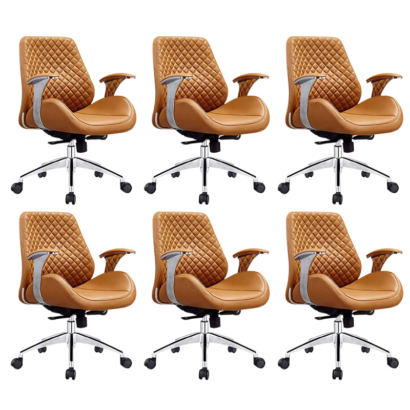 Modern Desk Chair Leather Computer Chair High/Mid Back Chair with Wheels/No Wheels