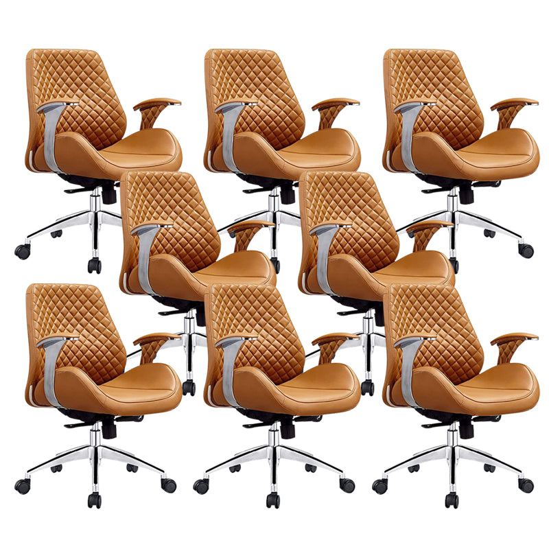 Modern Desk Chair Leather Computer Chair High/Mid Back Chair with Wheels/No Wheels