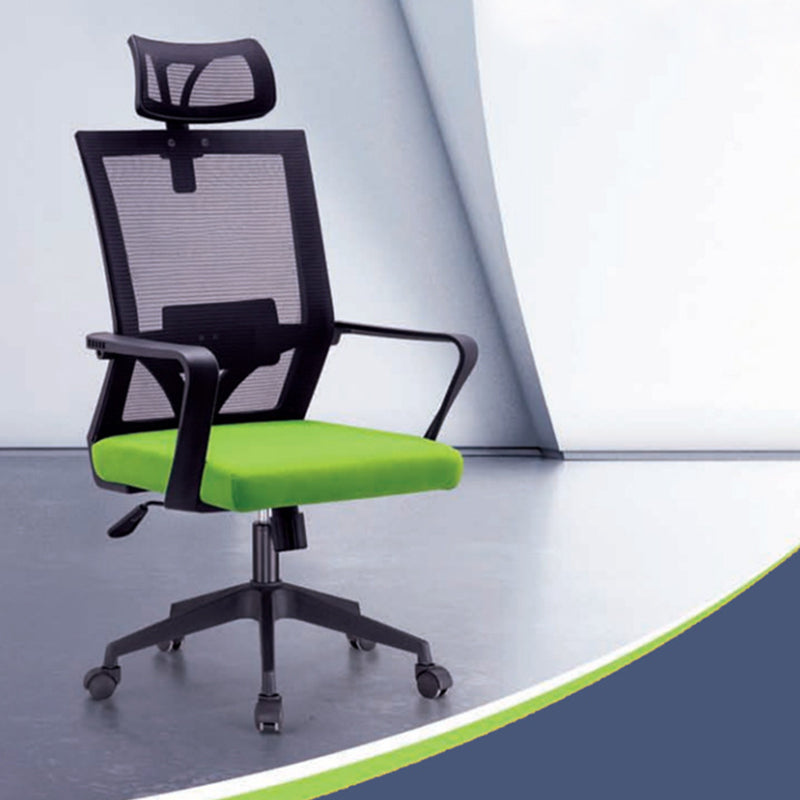 Modern Arms Included Chair High-Back Mesh Desk Chair with Pillow